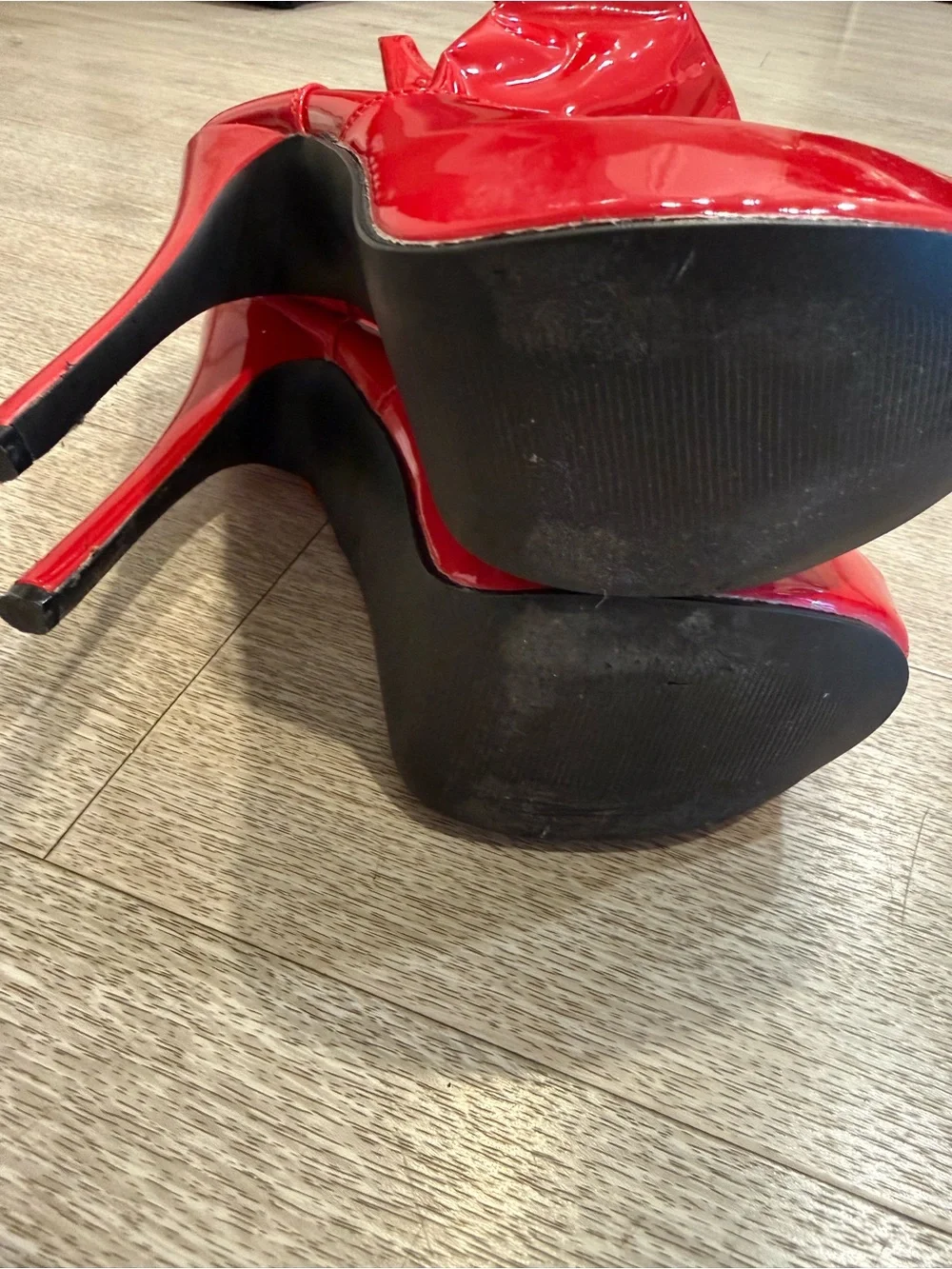 Pleaser Teeze-3000 Red Patent Thigh High Platform Boots